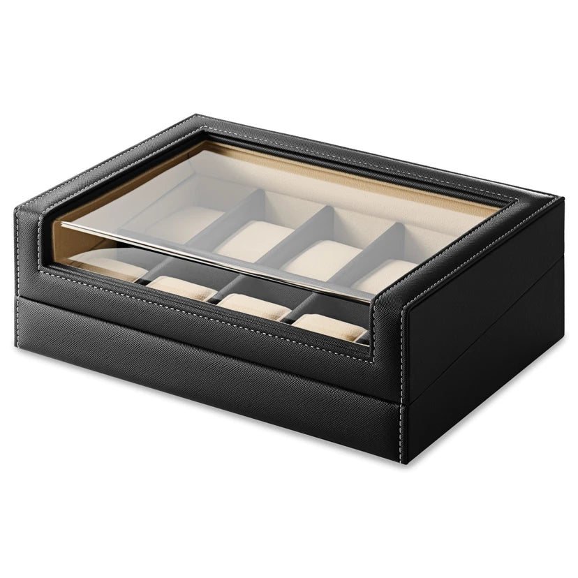 Caja Cuero Negro (10 Relojes)