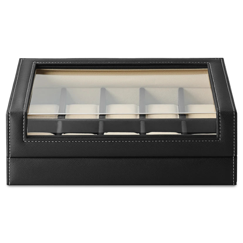 Caja Cuero Negro (10 Relojes)