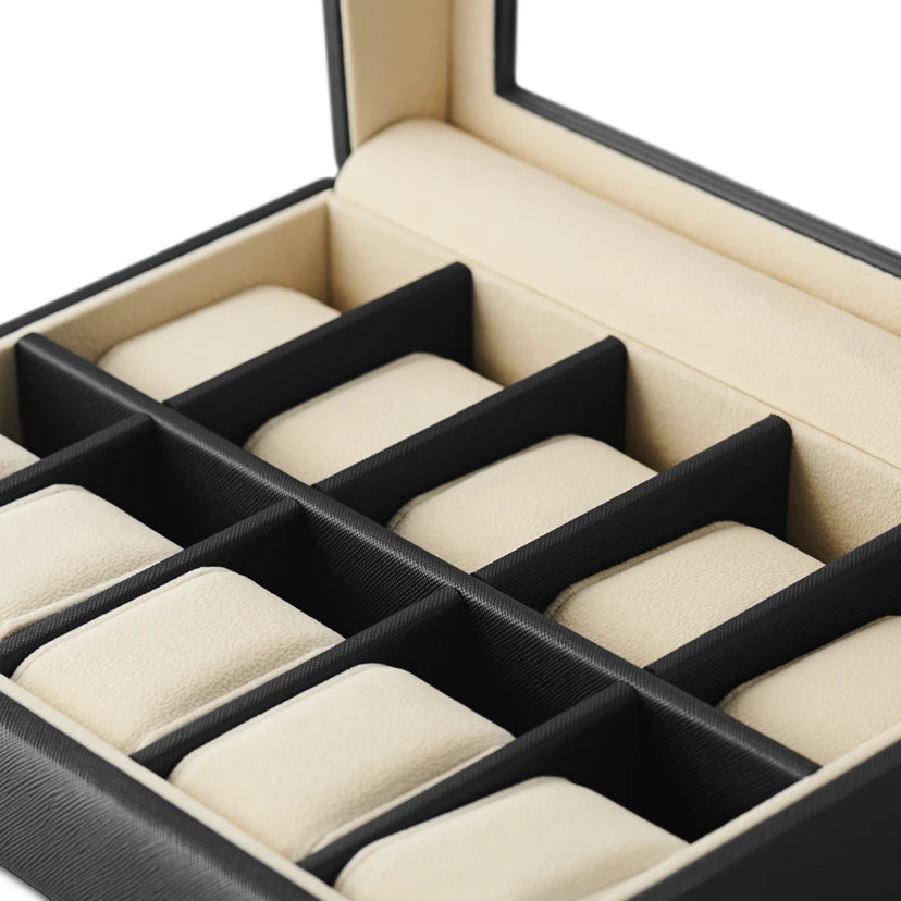 Caja Cuero Negro (10 Relojes)