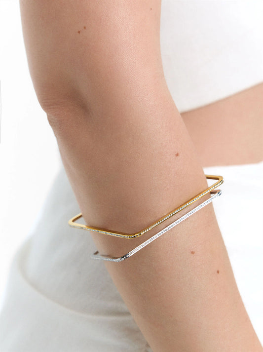 Set de pulseras cuadradas cristales - acero inoxidable