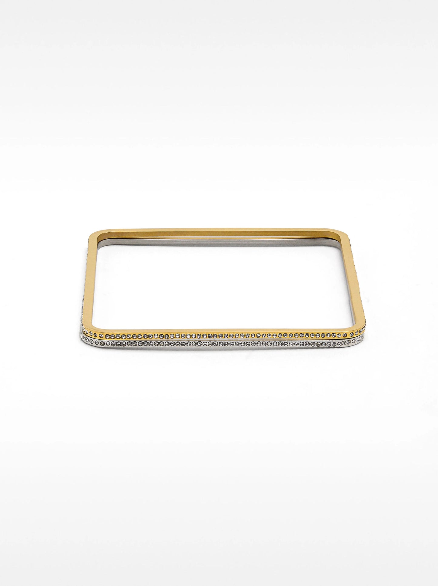 Set de pulseras cuadradas cristales - acero inoxidable