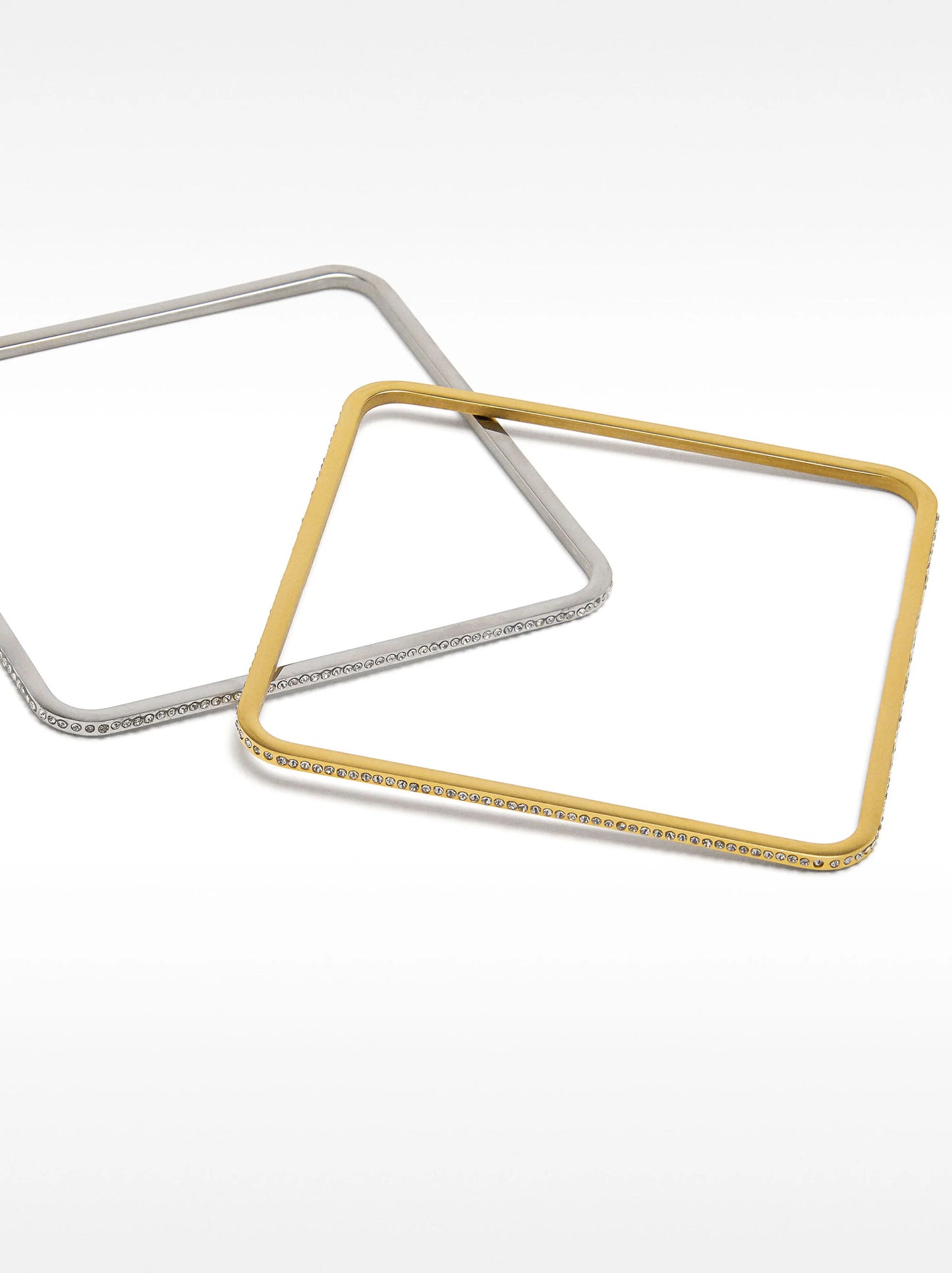 Set de pulseras cuadradas cristales - acero inoxidable