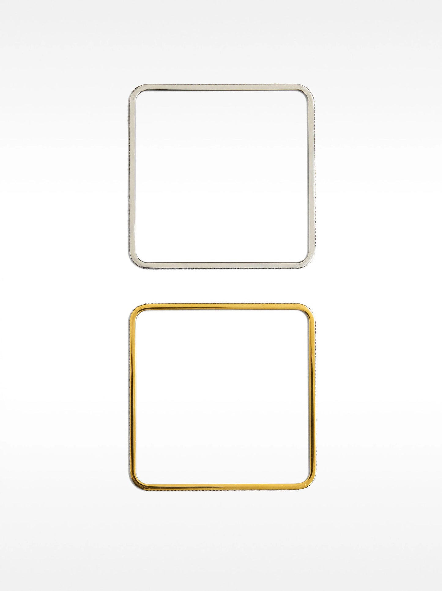 Set de pulseras cuadradas cristales - acero inoxidable