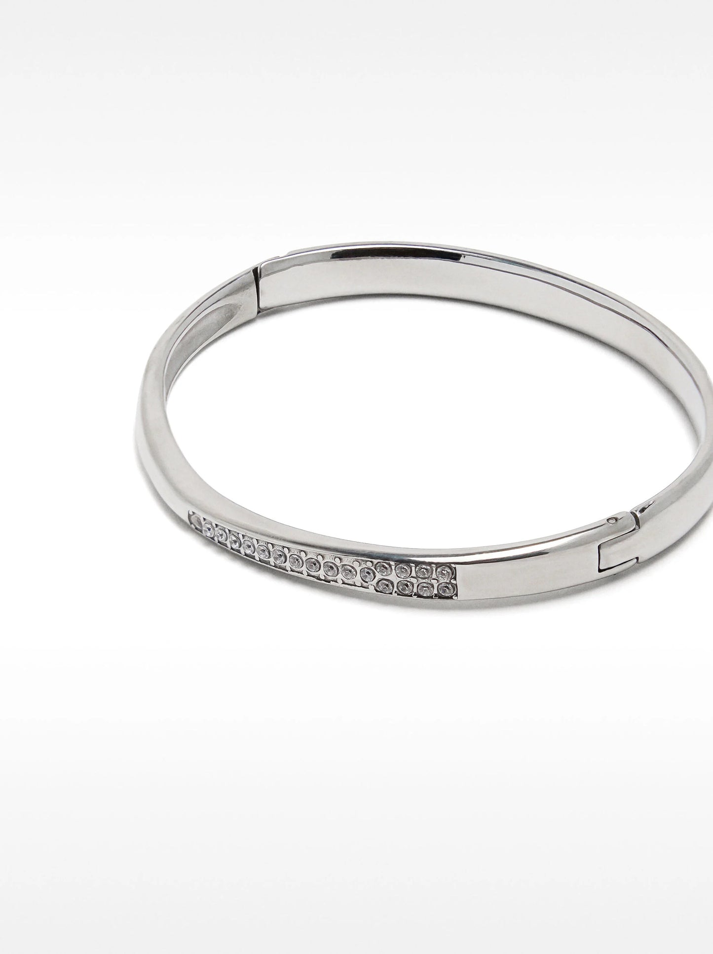 Pulsera rígida con cristales - acero inoxidable