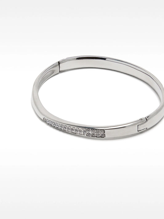 Pulsera rígida con cristales - acero inoxidable