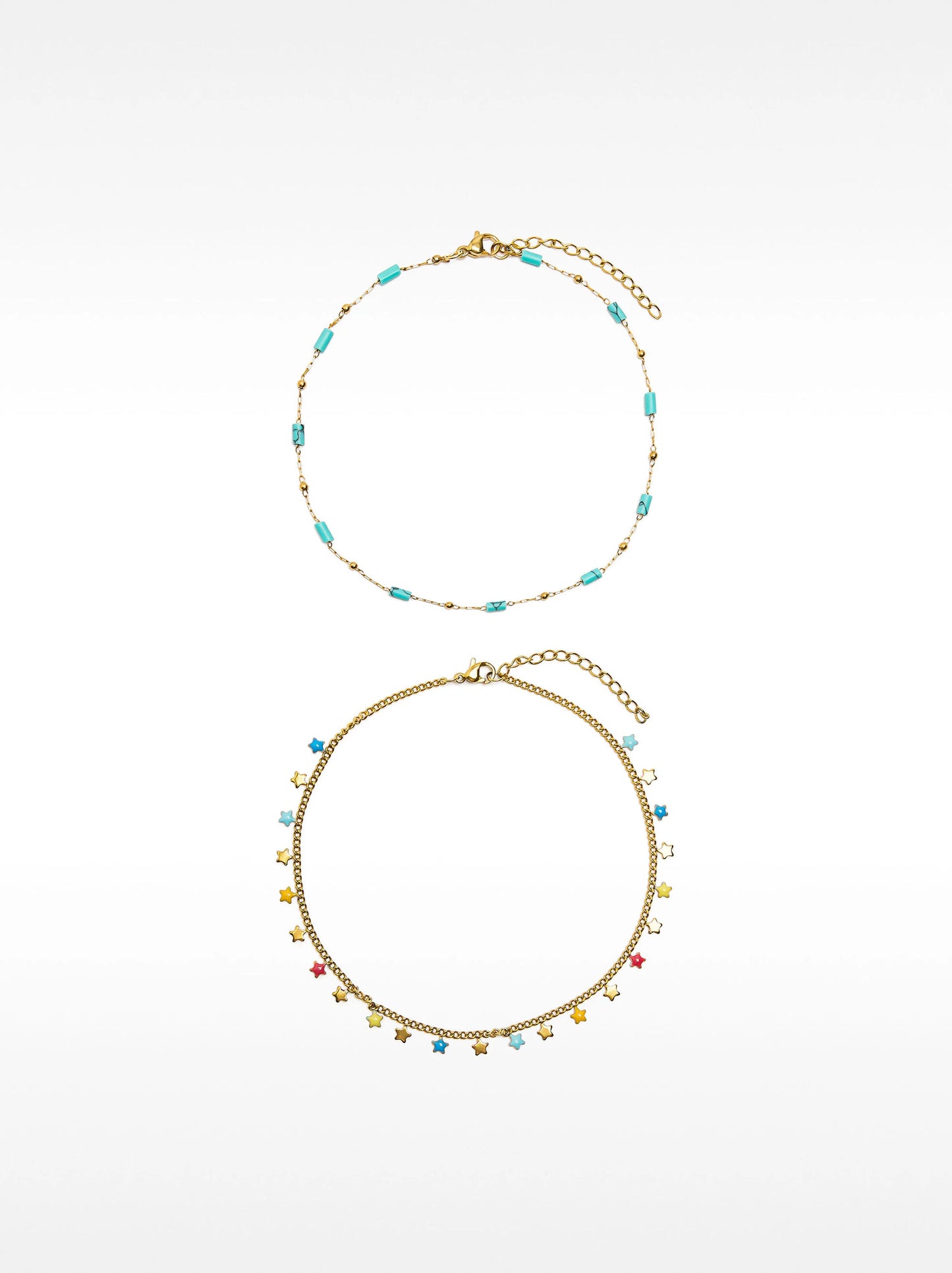 Set de tobilleras con estrellas – acero inoxidable
