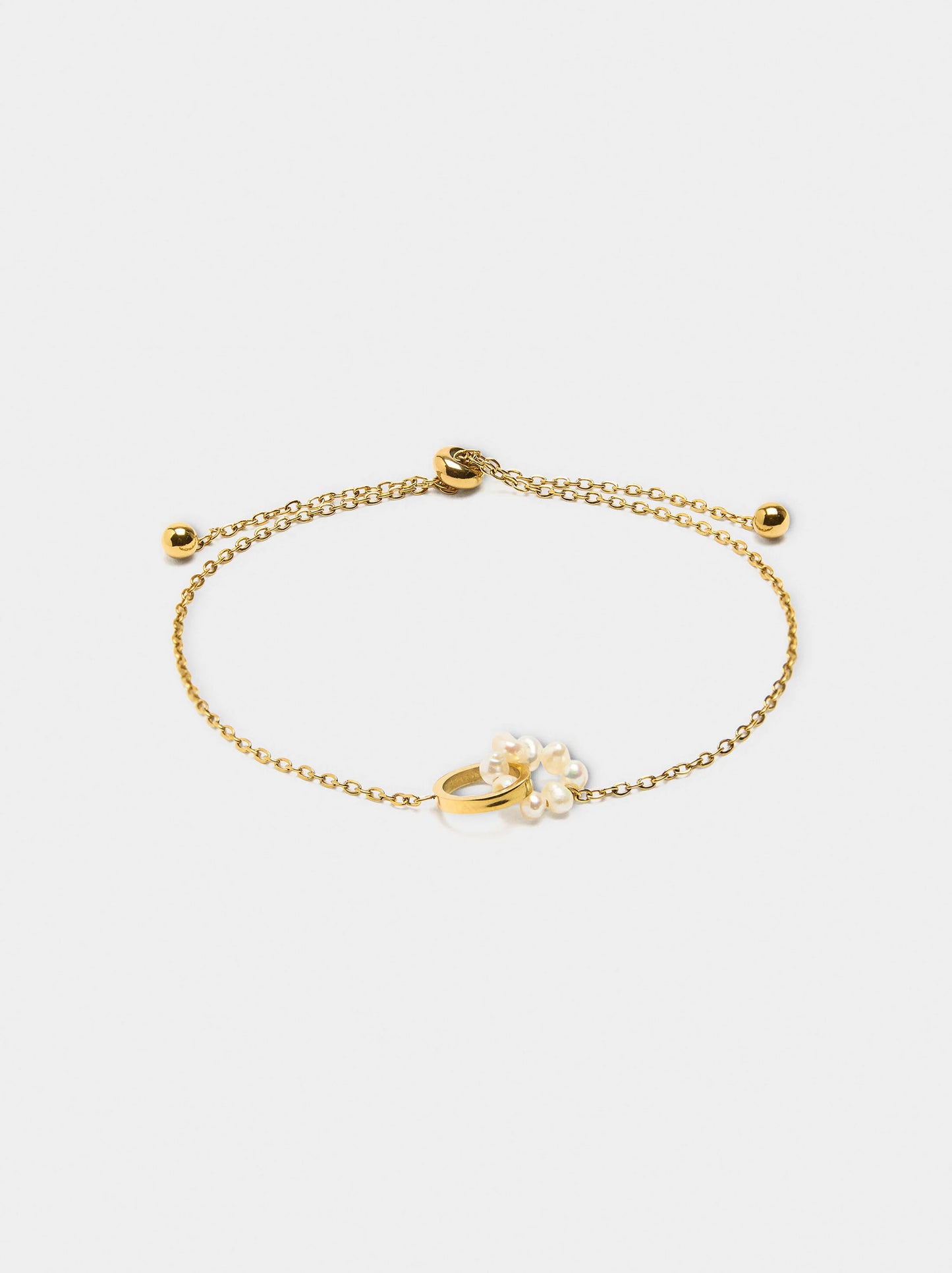 Pulsera ajustable con perlas de agua dulce - acero inoxidable