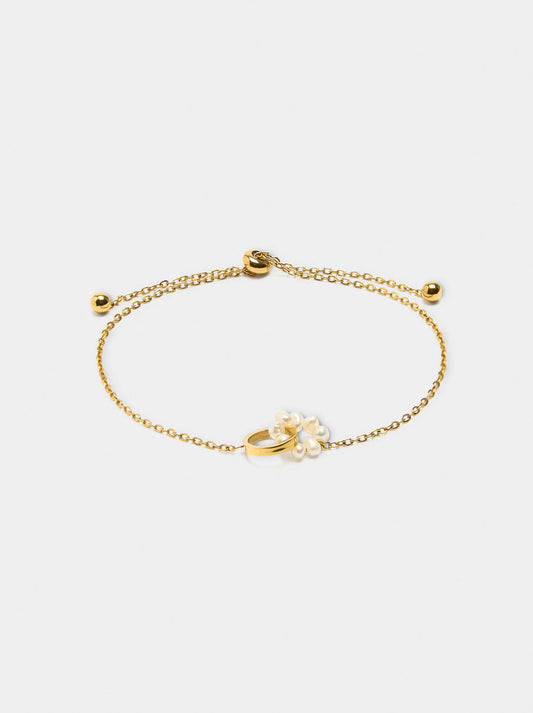 Pulsera ajustable con perlas de agua dulce - acero inoxidable