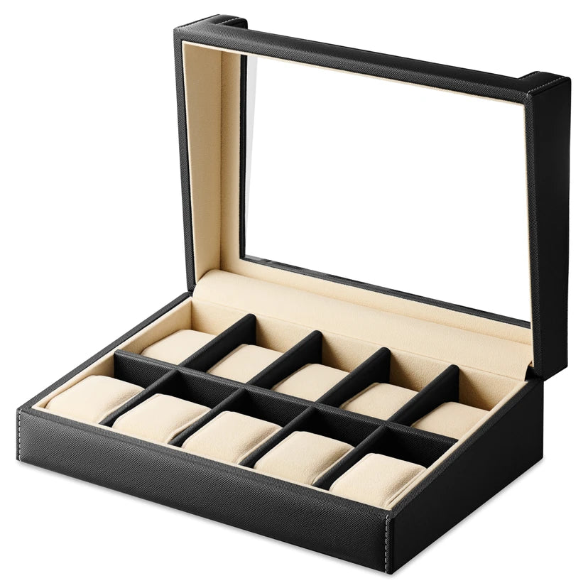 Caja Cuero Negro (10 Relojes)