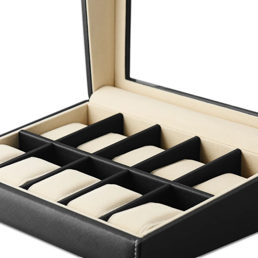 Caja Cuero Negro (10 Relojes)