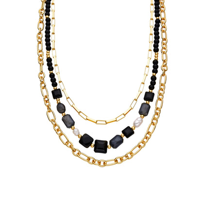 Collar de metal Nyste con Resina Negra