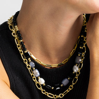 Collar de metal Nyste con Resina Negra